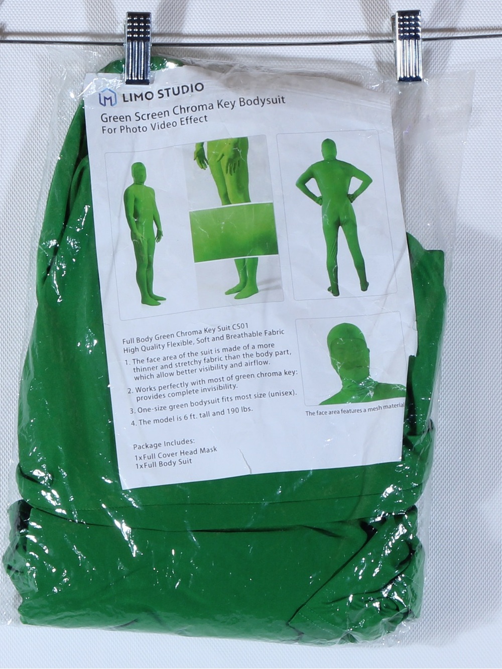 Adult Green Chroma Key Bodysuit Costume NWT